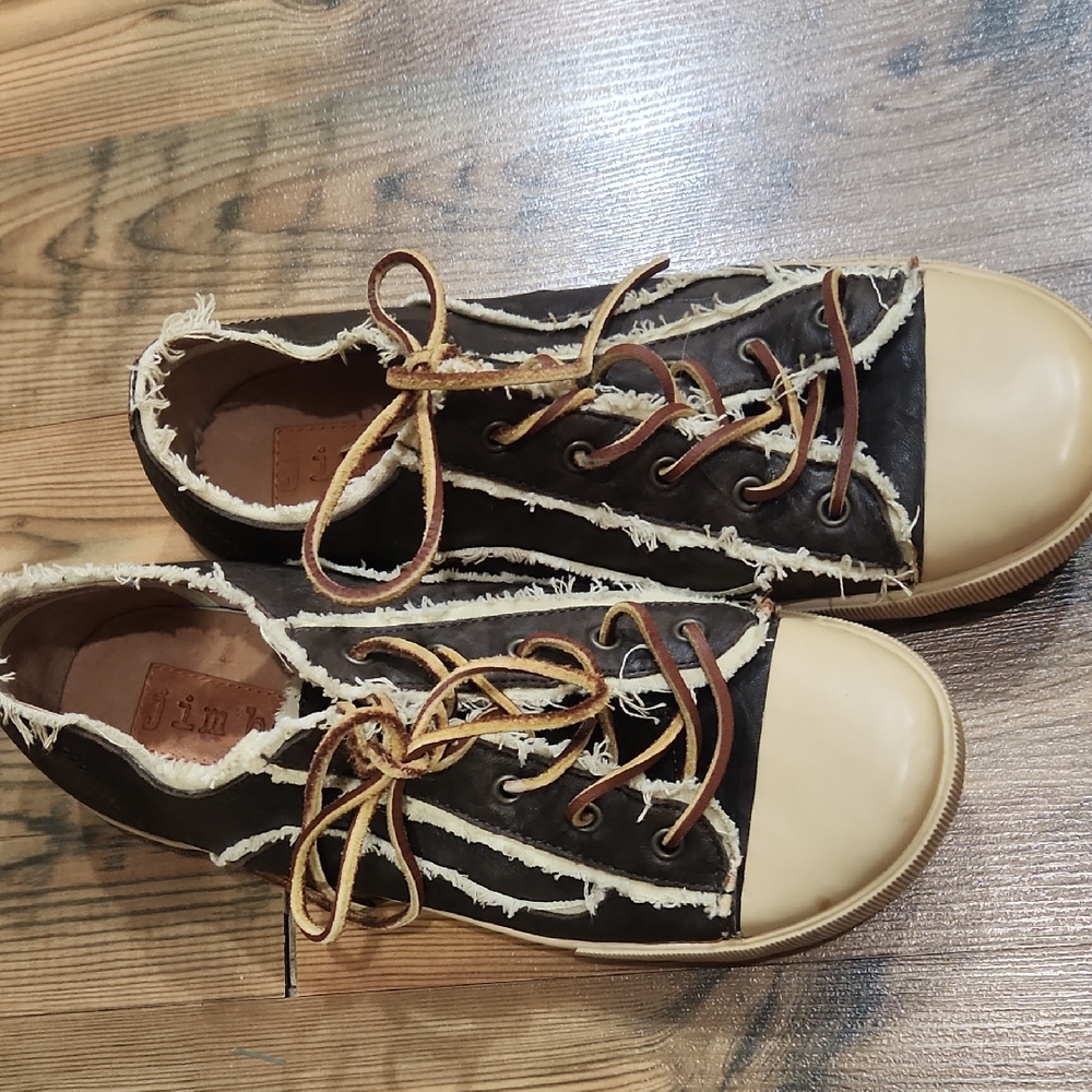 Jim‎ Barnier Free People Leather Boho Earthy Sneakers Grounded Street Hippie 10